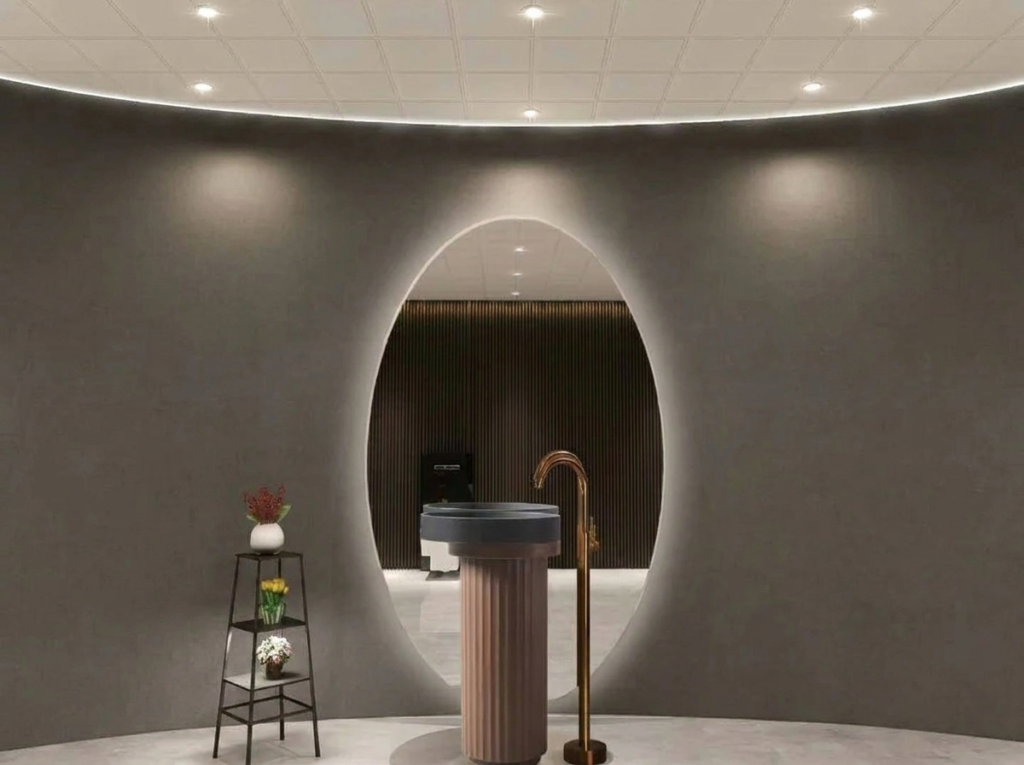 Lavabo colonne design luxe marron et noir pour salle de bain