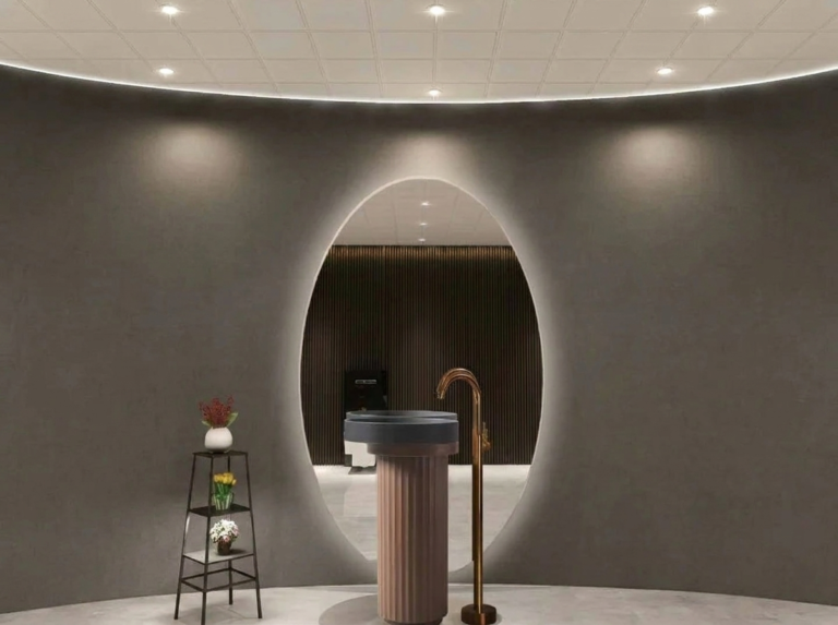 Lavabo colonne design luxe marron et noir pour salle de bain