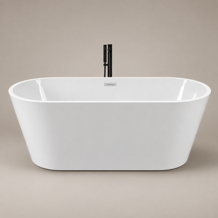 Baignoire Ovale Autoportante – Blanc Brillant