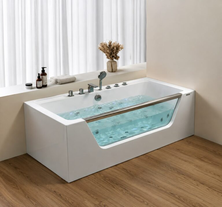 Jacuzzi rectangulaire blanc en acrylique avec massage