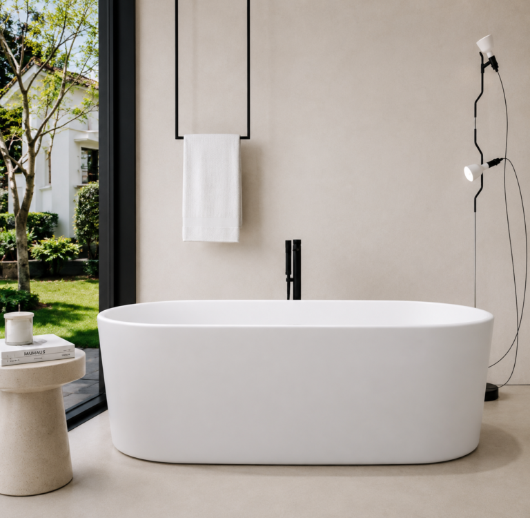 Baignoire îlot ovale minimaliste – Design épuré