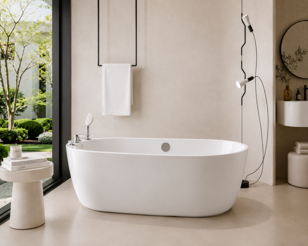 Baignoire îlot ovale – Finition brillante intemporelle