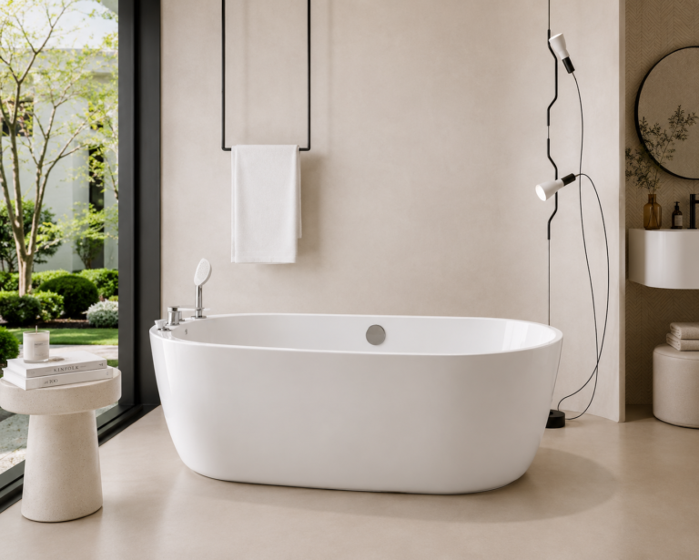 Baignoire îlot ovale – Finition brillante intemporelle