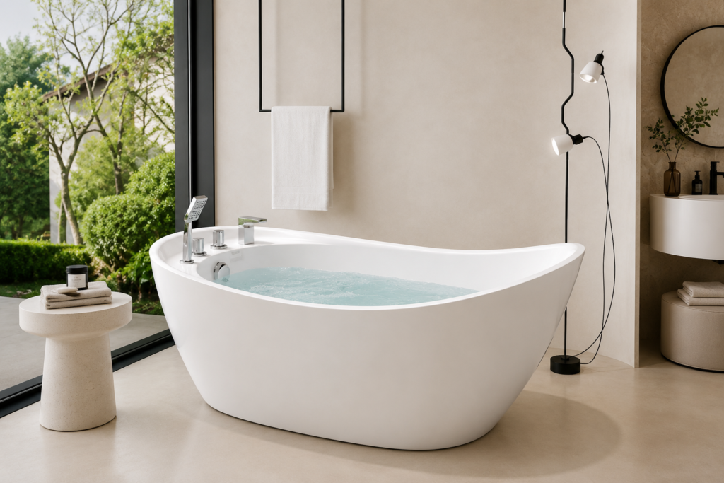 Baignoire îlot ovale – Élégance intemporelle