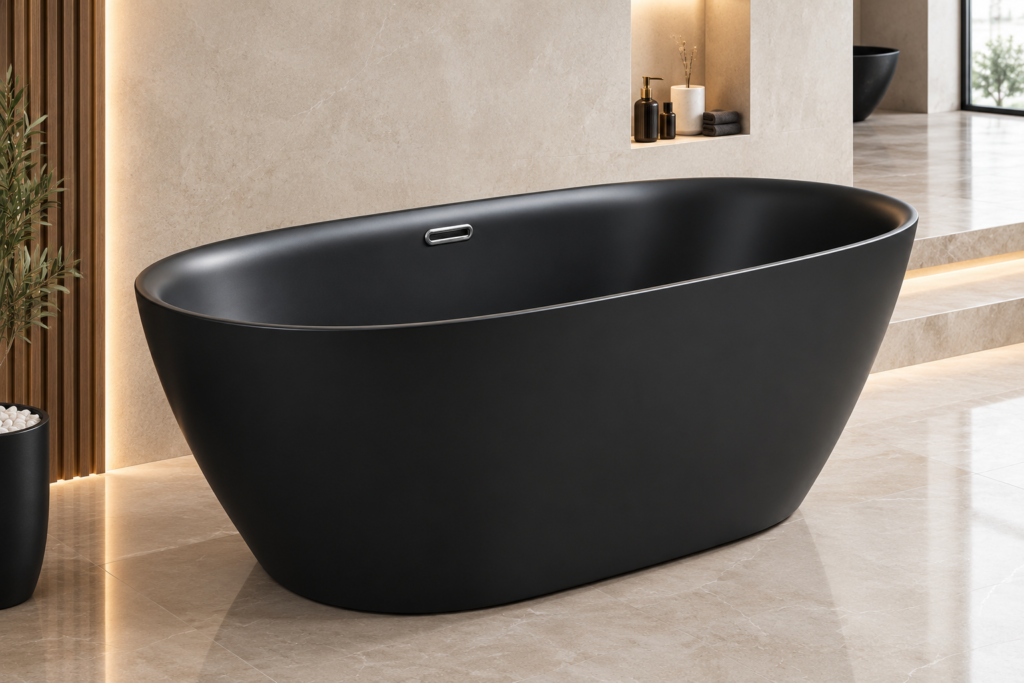 Baignoire Autoportante Ovale – Noir Mat