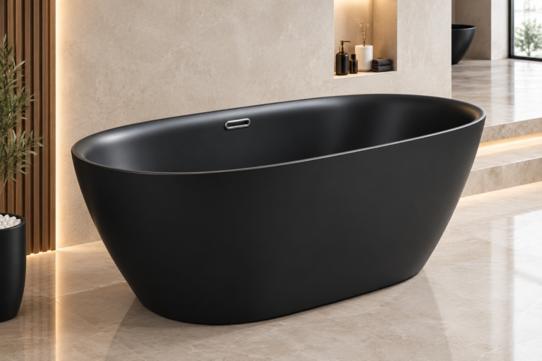 Baignoire Autoportante Ovale – Noir Mat