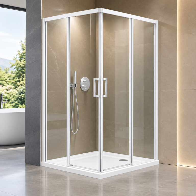 Cabine de douche d&rsquo;angle en verre trempé