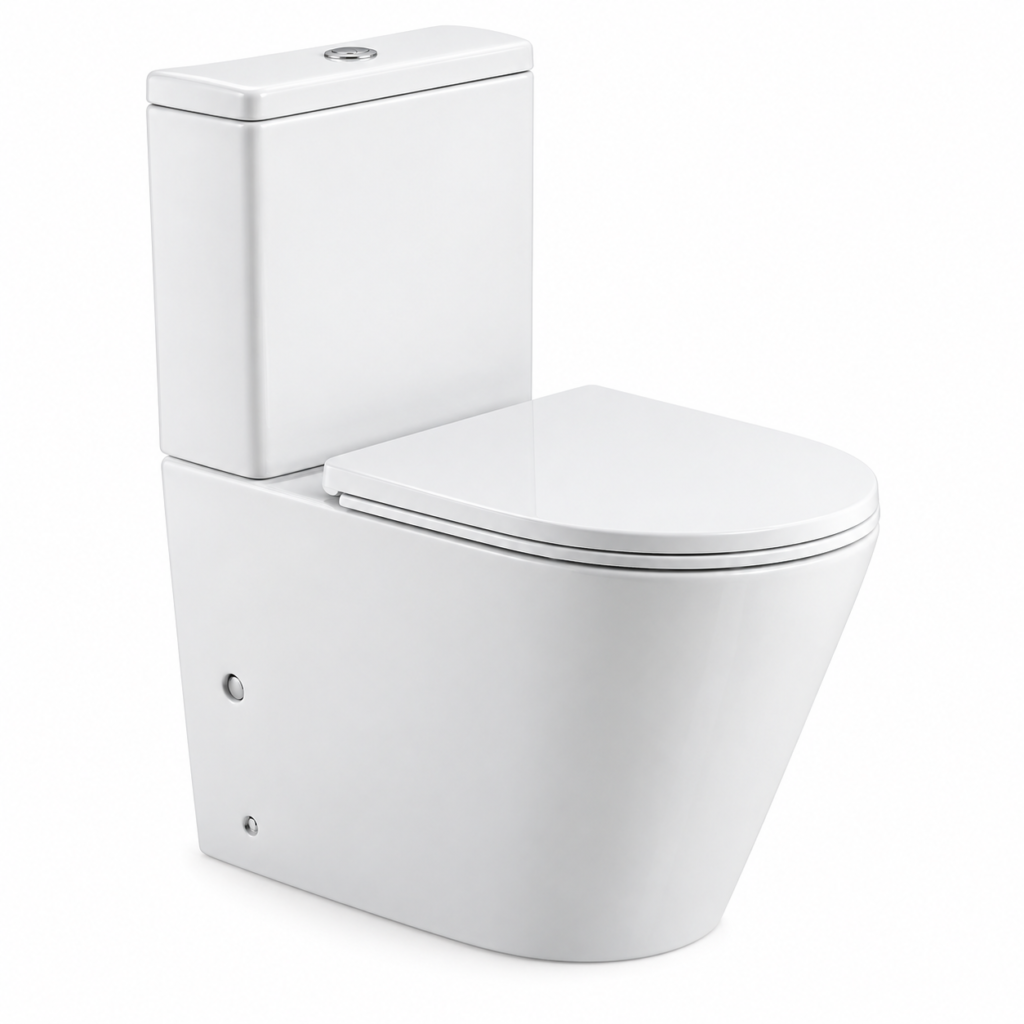 WC à poser sans bride, design monobloc