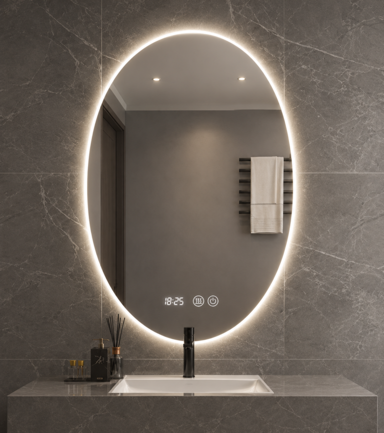 Miroir ovale LED avec éclairage anti-buée