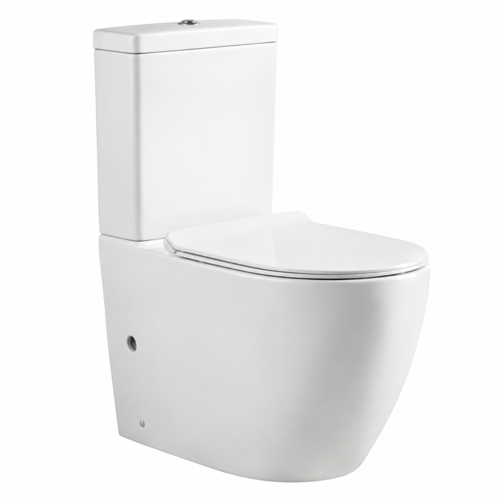 WC à poser sans bride, design arrondi