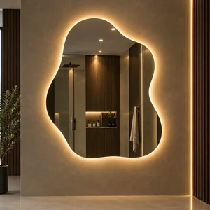 Miroir mural moderne avec éclairage LED pour salle de bain